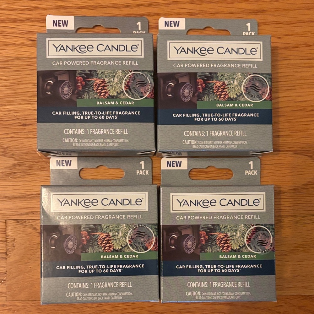 NIB 4 Yankee Candle Balsam & Cedar Car Powdered Fragrance Refills